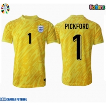 Camisa de Futebol Inglaterra Jordan Pickford #1 Goleiro Equipamento Secundário Europeu 2024 Manga Curta